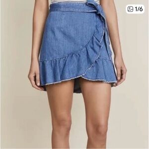 PAIGE -Nivelle Ruffle Wrap Denim Skirt. Size S coastal Cowgirl Western